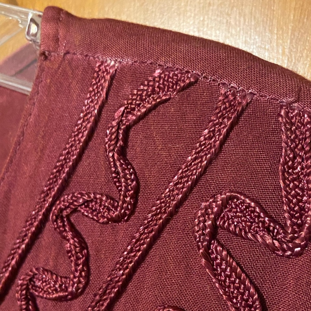 Boho Vintage Burgundy Maxi Dress - 36 inch length from waist to hem. 80s vintage - Picture 7 of 13